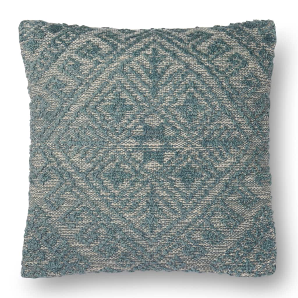 Woven Blue Farmhouse Wool 22-inch Pillow Cover