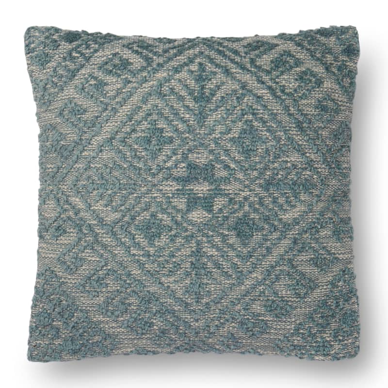 Woven Blue Farmhouse Wool 22-inch Pillow Cover