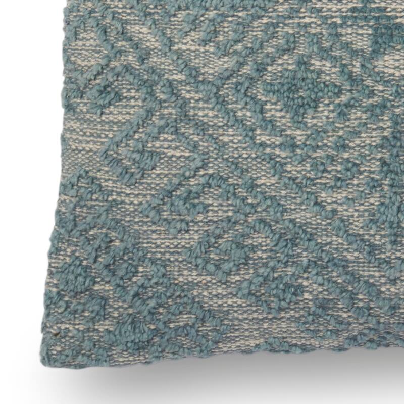 Woven Blue Farmhouse Wool 22-inch Pillow Cover