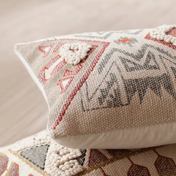 Shop Southwest Ivory Red Embroidered Geometric Cotton 13 X 21