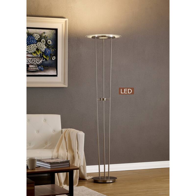 Artiva USA 72" Luciano Satin Nickel LED Touch Dimmer Torchiere