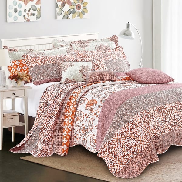 Shop Serenta 9 Piece Printed Striped Cotton Blend Bedspread