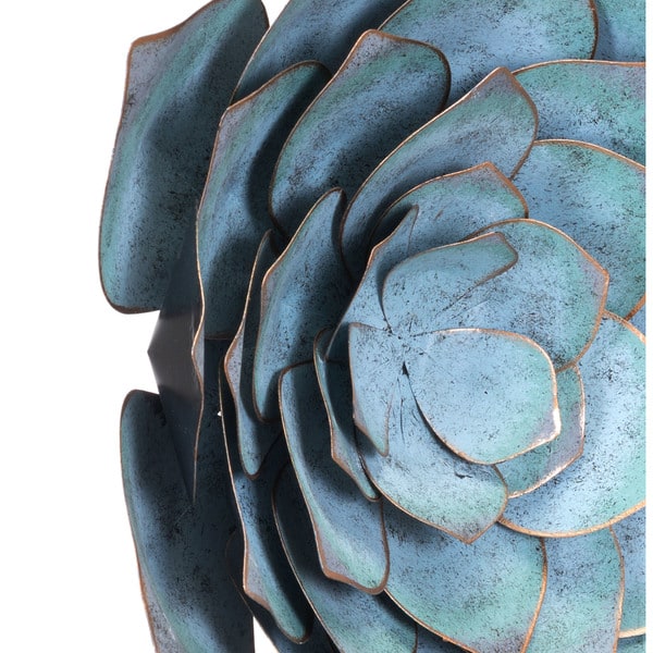 Shop Porch Den Large Distressed Blue Steel Lotus Wall Decor Overstock 24252211