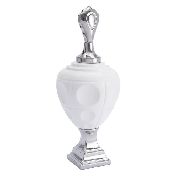 Porch & Den Prefontaine Large White and Silver Ceramic Jar