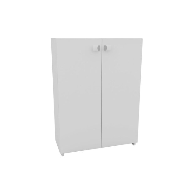 HomeRoots Furniture Sophisticated Navarra Zig Zag Shoe Closet with 8 Shelves in White
