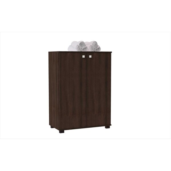 HomeRoots Furniture Sophisticated Navarra Zig Zag Shoe Closet with 8 Shelves in Tobacco