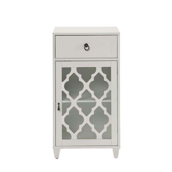 HomeRoots Furniture Classic Ceara Floor Cabinet with 1 Drawer in White