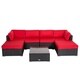 Kinbor 7-piece Outdoor Furniture Cushioned Rattan Wicker Sofa Set All-Weather Patio Sectional Sofa - Thumbnail 27