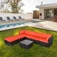 Kinbor 7-piece Outdoor Furniture Cushioned Rattan Wicker Sofa Set All-Weather Patio Sectional Sofa - Thumbnail 14