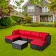 Kinbor 7-piece Outdoor Furniture Cushioned Rattan Wicker Sofa Set All-Weather Patio Sectional Sofa - Thumbnail 8