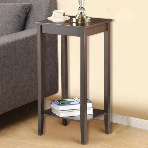 2 Tier Living Bedroom Wood Nightstand Tall Sofa Side End Table