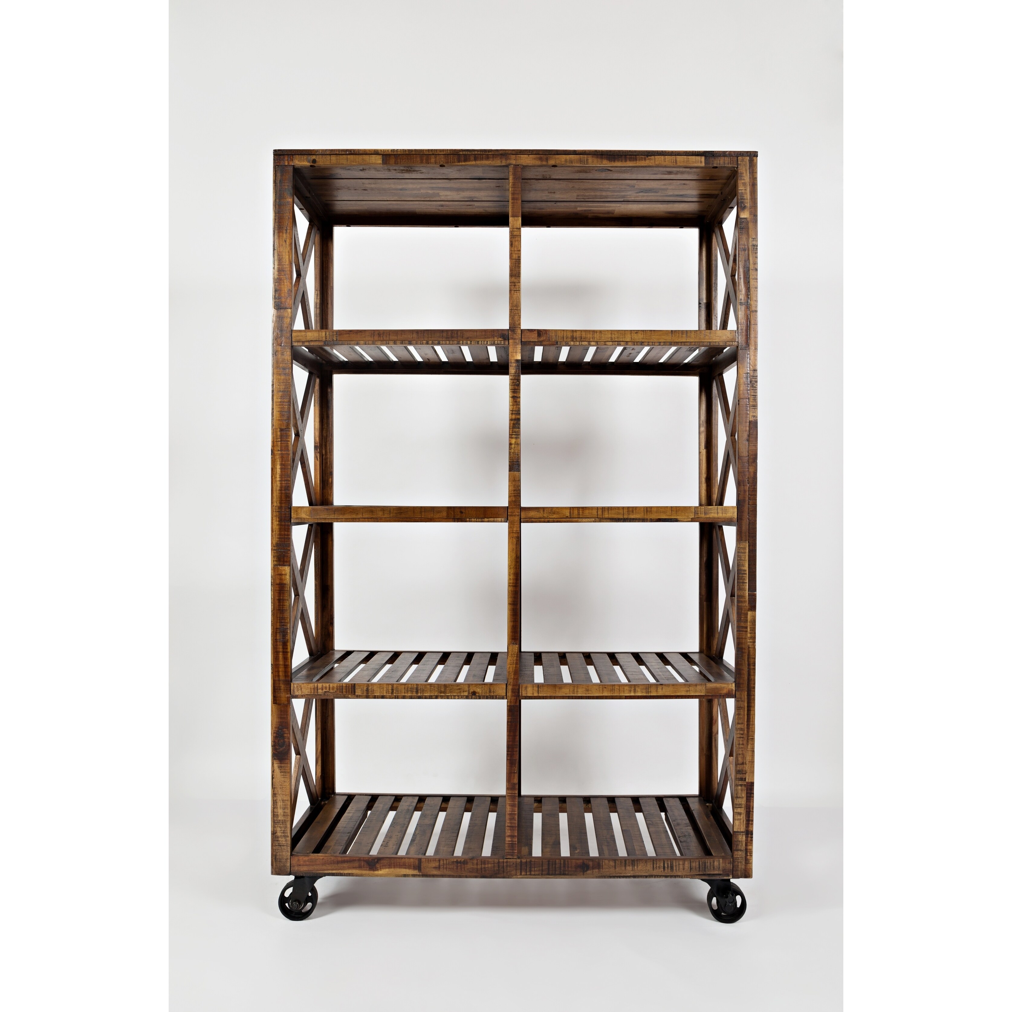 Shop Rustic Style Solid Wood Trolley Pantry With Caster Legs