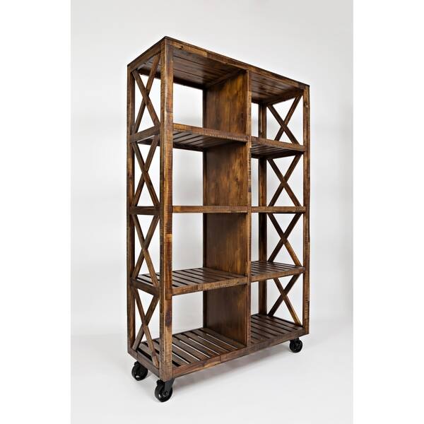 Shop Rustic Style Solid Wood Trolley Pantry With Caster Legs