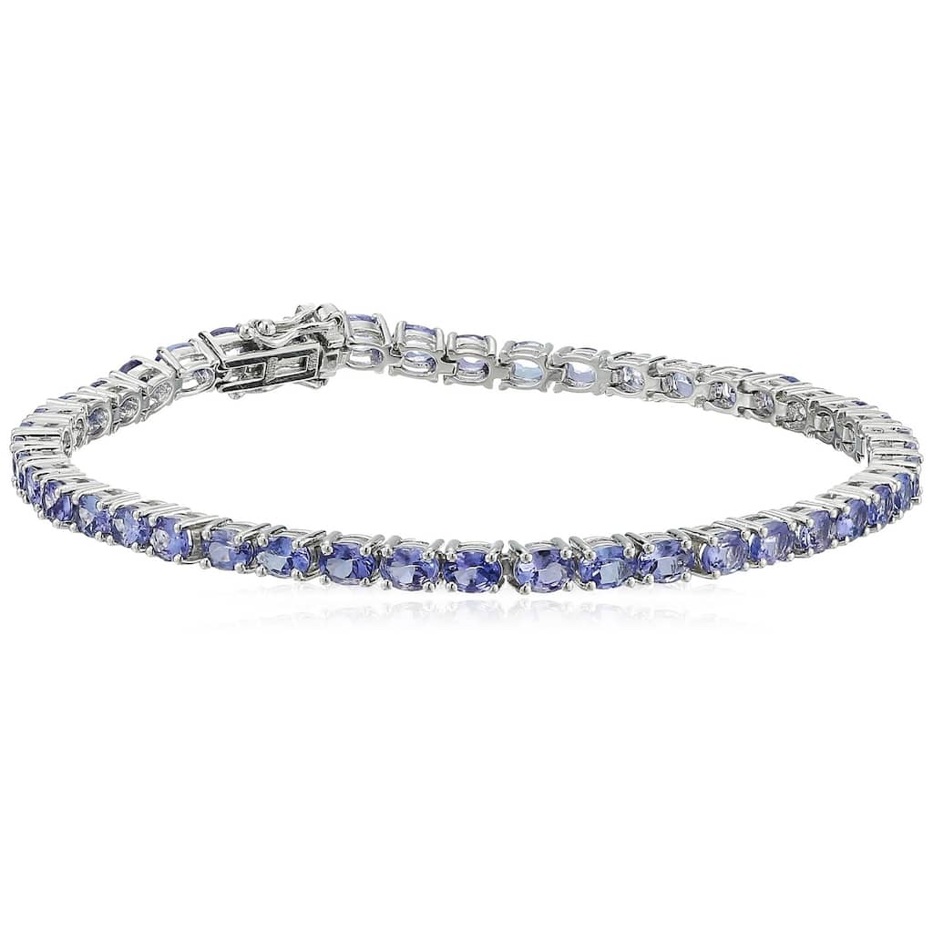 Sterling Silver Tanzanite Oval Tennis Bracelet, 7.25"