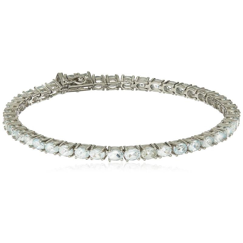 Sterling Silver Sky Blue Topaz Oval Tennis Bracelet, 7.25"