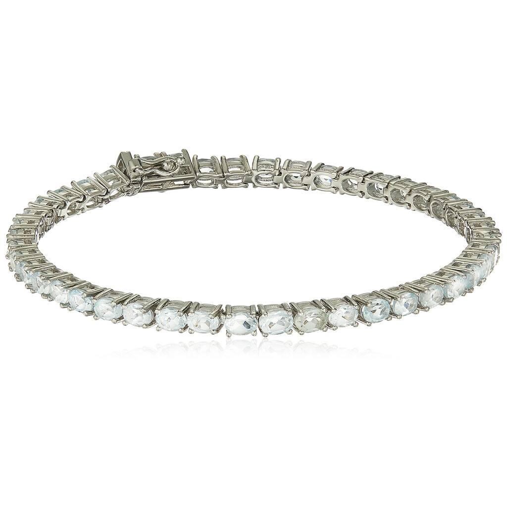 Sterling Silver Sky Blue Topaz Oval Tennis Bracelet, 7.25"