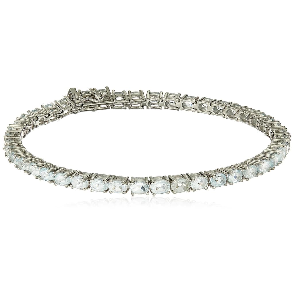 Sterling Silver Sky Blue Topaz Oval Tennis Bracelet, 7.25"