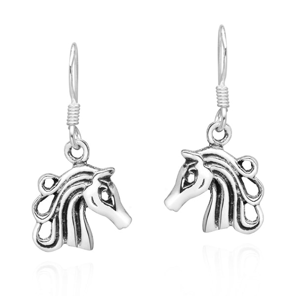 Handmade Graceful Equine 925 Sterling Silver Dangle Horse Handmade Graceful Equine 925 Sterling Silver Dangle Horse Earrings Thailand