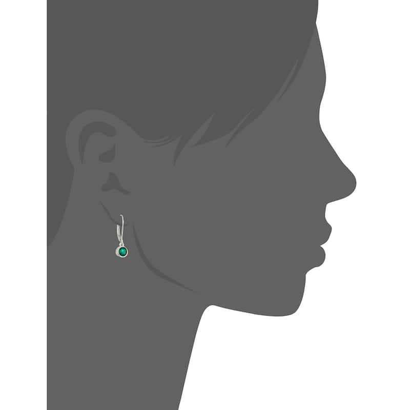 Sterling Silver Created Emerald Lever Dangle Earrings