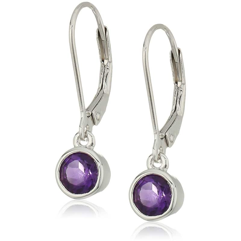 Sterling Silver African Amethyst Lever Dangle Earrings