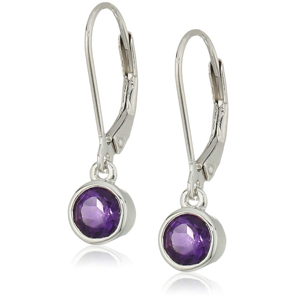 Sterling Silver African Amethyst Lever Dangle Earrings