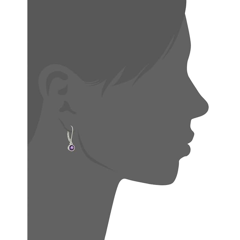 Sterling Silver African Amethyst Lever Dangle Earrings