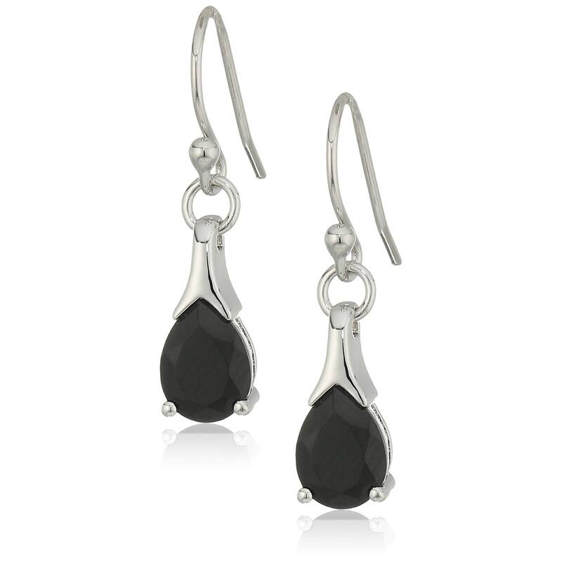 Sterling Silver Black Spinel Lever Back Dangle Earrings