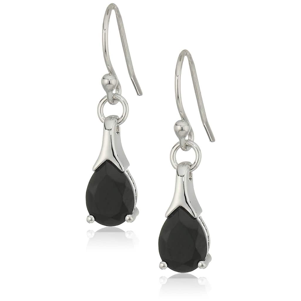 Sterling Silver Black Spinel Lever Back Dangle Earrings