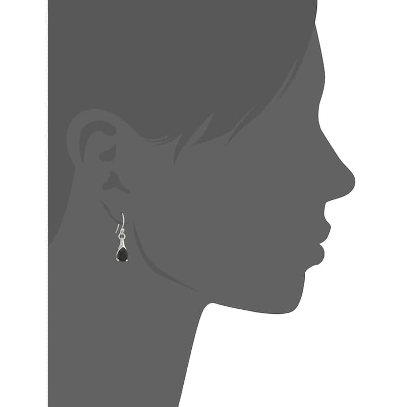 Sterling Silver Black Spinel Lever Back Dangle Earrings