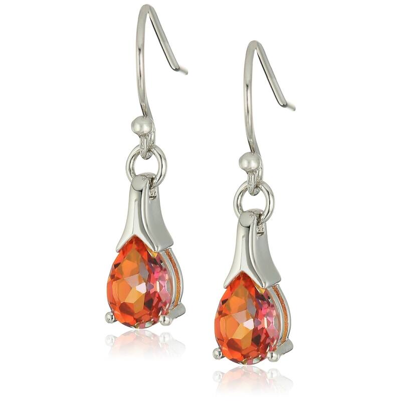 Sterling Silver Sunset Topaz Lever Back Dangle Earrings