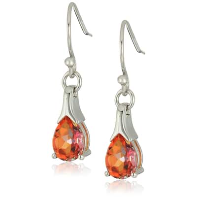 Sterling Silver Sunset Topaz Lever Back Dangle Earrings