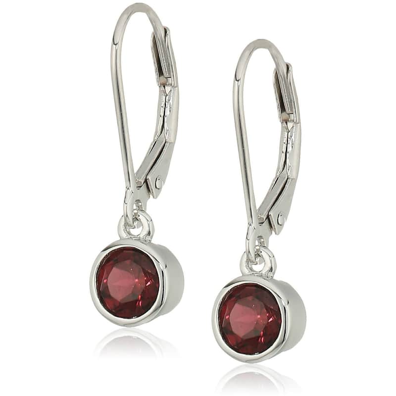 Sterling Silver Rhodolite Lever Dangle Earrings