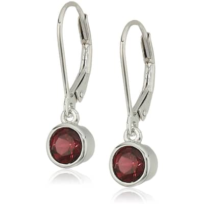 Sterling Silver Rhodolite Lever Dangle Earrings