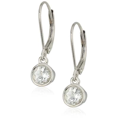 Sterling Silver White Topaz Lever Dangle Earrings