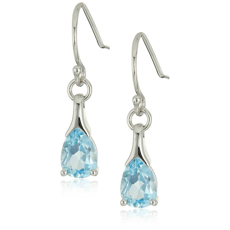 925 Sterling Silver Sky Blue Topaz Lever Back Dangle Earrings