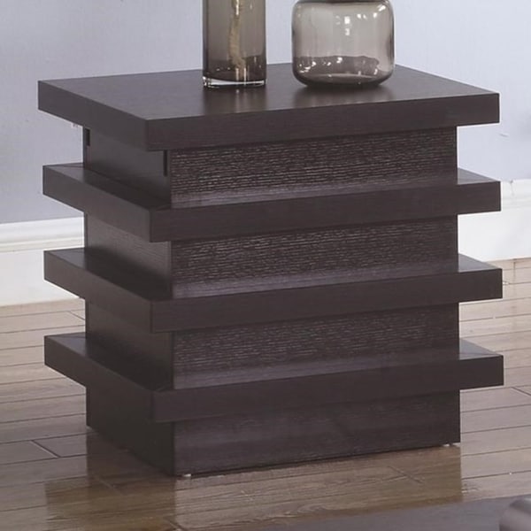 Contemporary Style Wooden End Table With Storage, Cocoa Brown