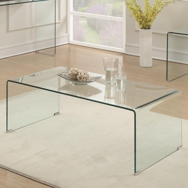 Shop Contemporary Style Minimal Clear Glass Coffee Table ...