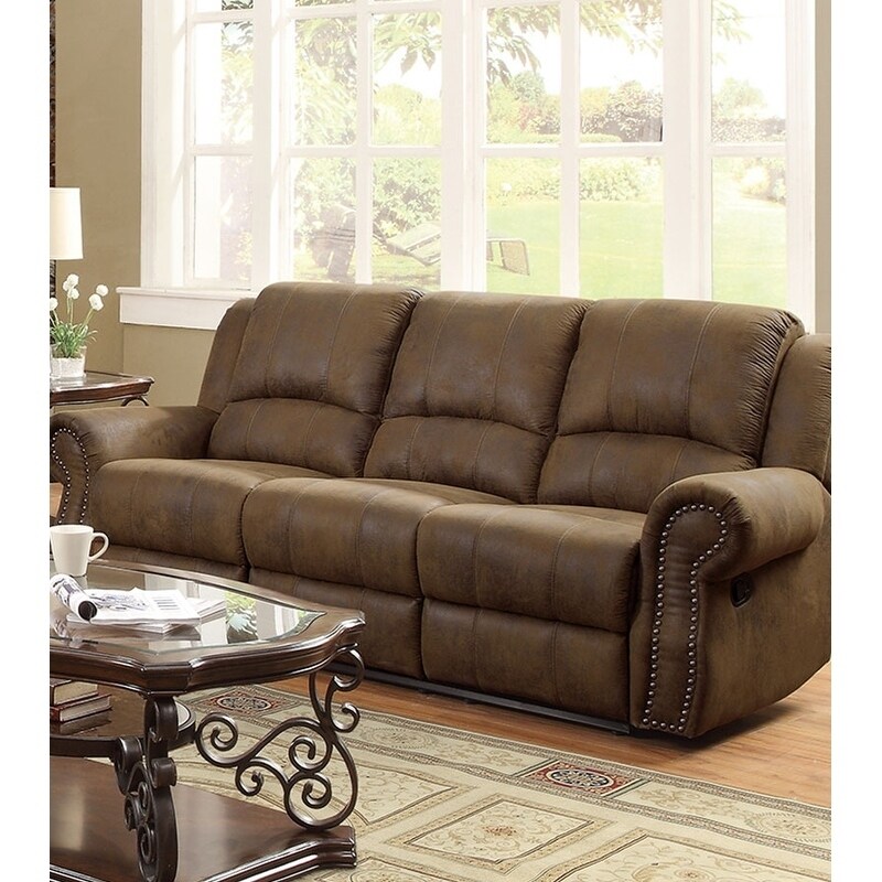 Contemporary Style Padded Microfiber Motion Sofa With Contemporary Style Padded Microfiber