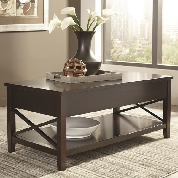 Contemporary Wooden X-framed Coffee Table, Brown