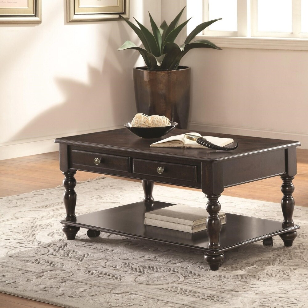 Shop Now For The Traditional Coffee Table With Turned Legs 2drawers Bottom Shelf Walnut Brown Accuweather Shop