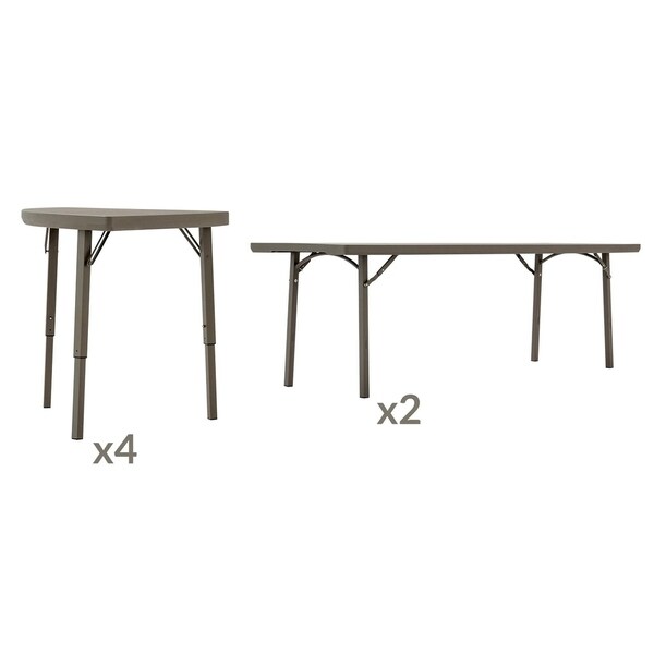 Zown Premium 96-inch Commercial 2-pack Banquet Folding Table and 4-pack Angle Folding Table Bundle