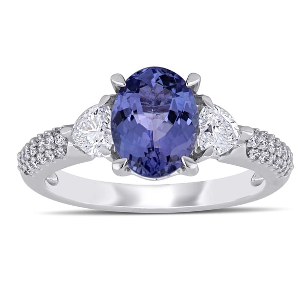 Miadora 14k White Gold Tanzanite and 2/8ct TDW Diamond Engagement Ring