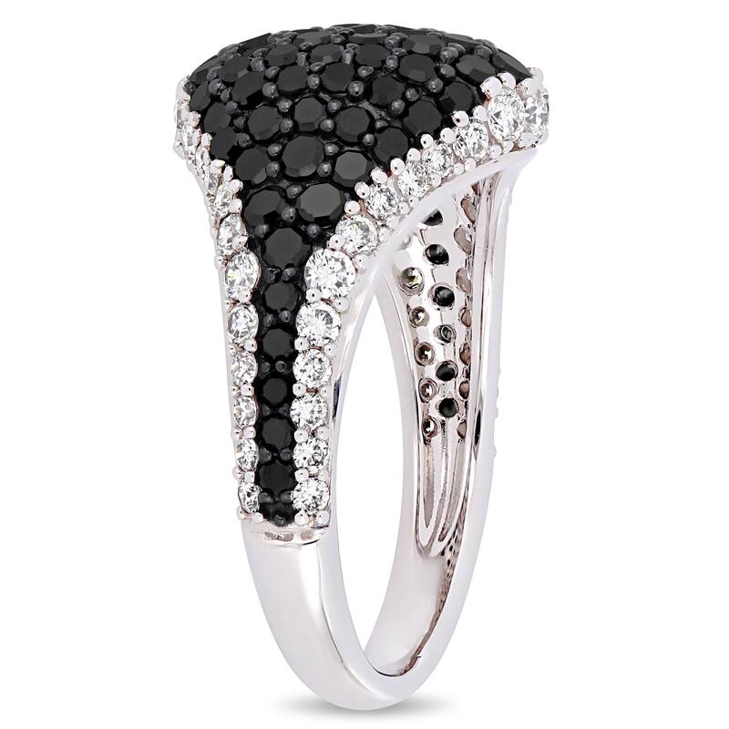 Miadora 14k White Gold with Black Rhodium 2 1/10ct TDW Black and White Diamond Cluster Ring