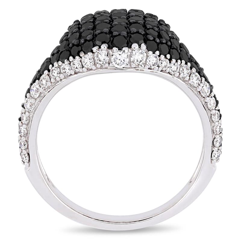 Miadora 14k White Gold with Black Rhodium 2 1/10ct TDW Black and White Diamond Cluster Ring