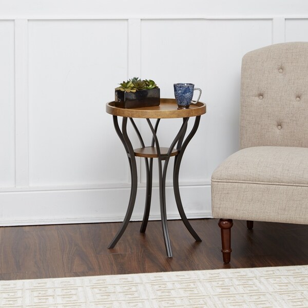 Shop Leo Brown/Black Wood/Metal Accent Table - Free ...