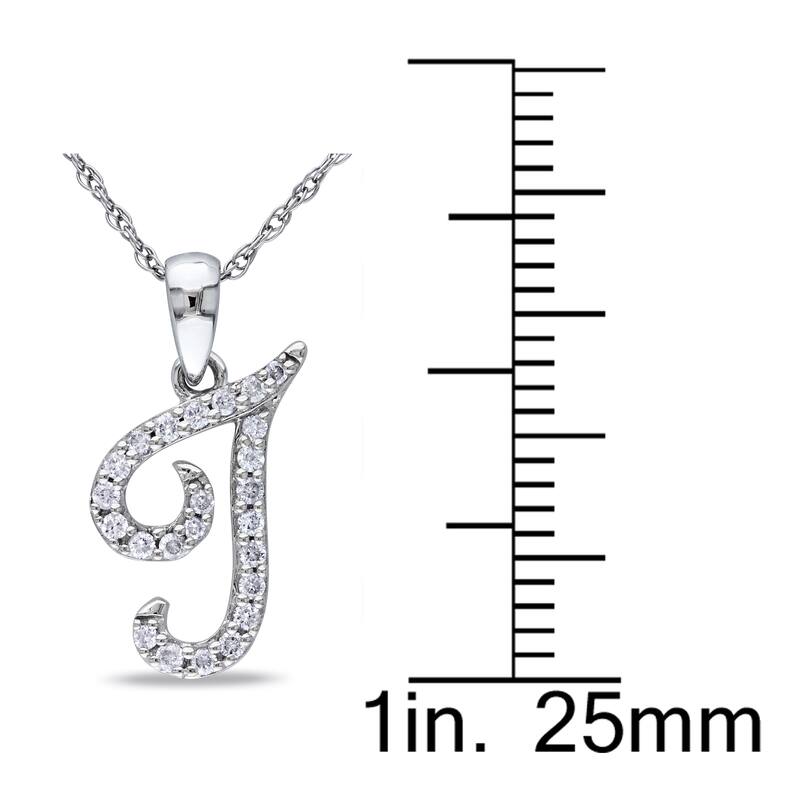 Miadora 10k White Gold 1/8ct TDW Diamond Cursive J-Initial Necklace