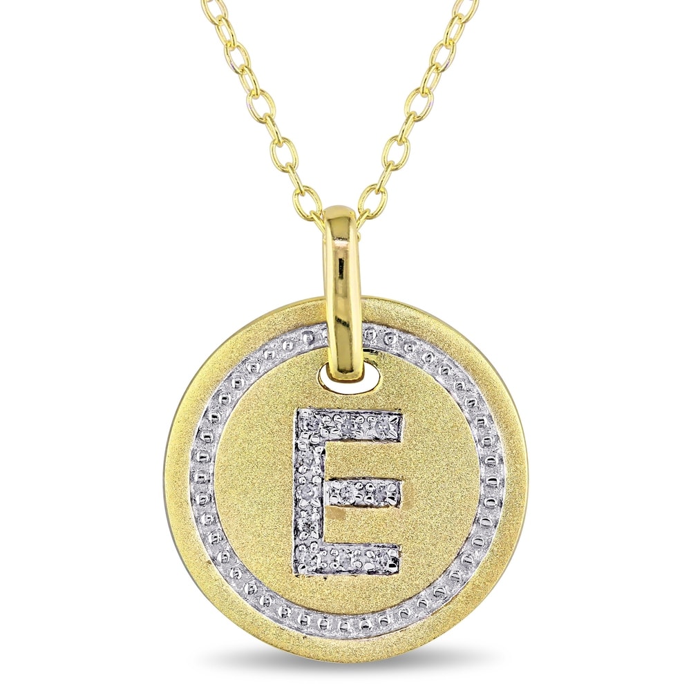 120 CTW White Diamond E Initial Coin Pendant in Sterling Silver