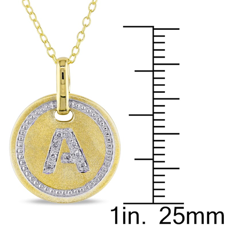 Miadora Yellow Plated Sterling Silver Diamond A-Initial Halo Charm Necklace