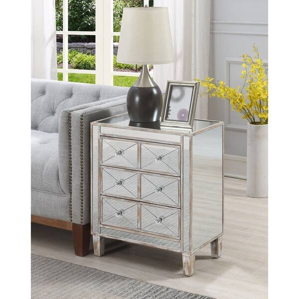 Shop Silver Orchid Bertram 3 Drawer Mirrored End Table On Sale