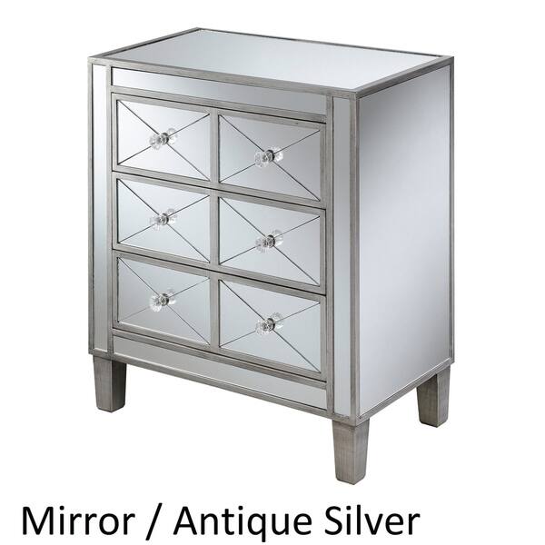 Shop Silver Orchid Bertram 3 Drawer Mirrored End Table On Sale
